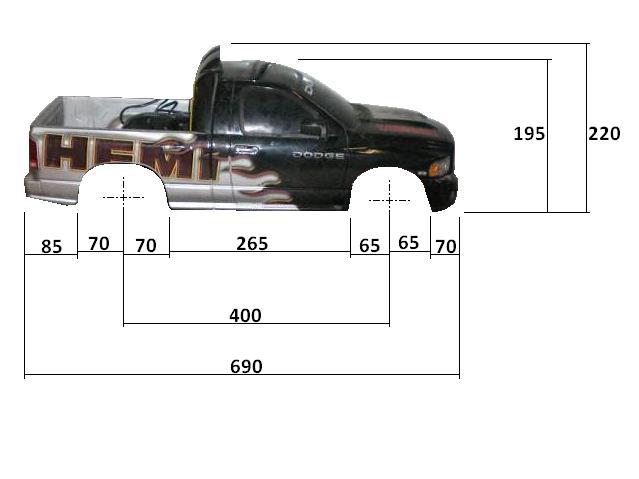 Dimensions des carrosseries 1/6 New Bright Cotes_Dodge_Cote