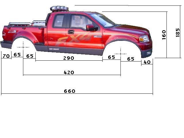 Dimensions des carrosseries 1/6 New Bright Cotes_FX4_Cote